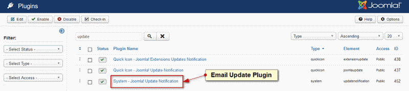 email update plugin